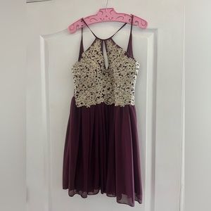 Burgundy/Maroon and Gold Dress Size 3